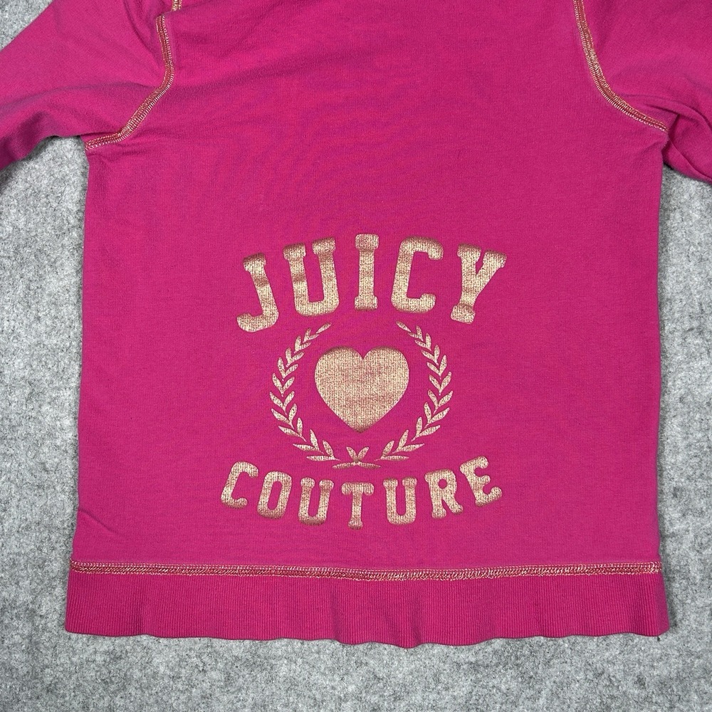 Juicy Couture Hoodie YOUTH Girls Size 8/10 Pink Y2K Full Zip Double Sided - Picture 12 of 15
